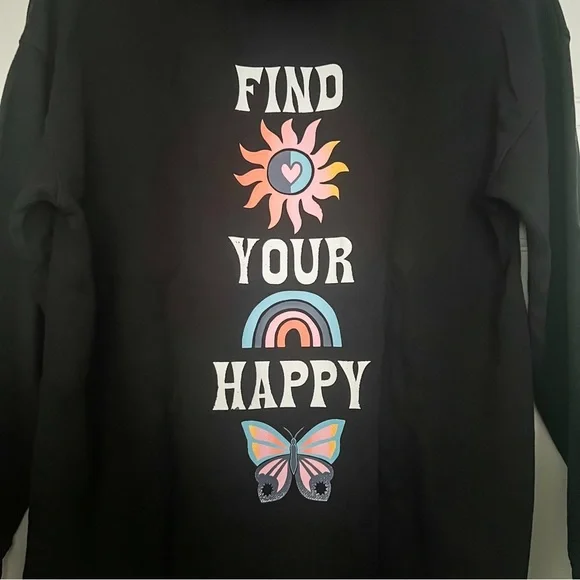 Old Navy Girls “Find Your Happy” Pullover Tunic Hoodie, Size XL (14-16) - Picture 5 of 9